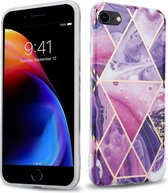 Cadorabo Hoesje geschikt voor Apple iPhone 7 / 7S / 8 / SE 2020 in Paars Golf Marmer No. 14 - Beschermhoes gemaakt van TPU siliconen Case Cover met mozaïek motief