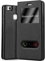 Cadorabo Hoesje voor Huawei P9 LITE 2016 / G9 LITE in KOMEET ZWART - Beschermhoes met magnetische sluiting, standfunctie en 2 kijkvensters Book Case Cover Etui