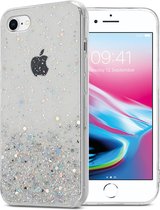Cadorabo Hoesje voor Apple iPhone 7 / 7S / 8 / SE 2020 in Transparant met Glitter - Beschermhoes van flexibel TPU silicone met fonkelende glitters Case Cover Etui