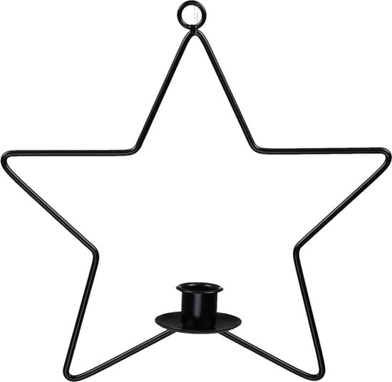 Bougeoirs - Pc. 1 Bougeoir/Cintre Métal Star Noir 30cm