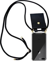 Chaîne de téléphone portable Cadorabo pour Apple iPhone 7 PLUS / 7S PLUS / 8 PLUS en NOIR - Étui de protection en silicone avec anneaux dorés, cordon et pochette amovible