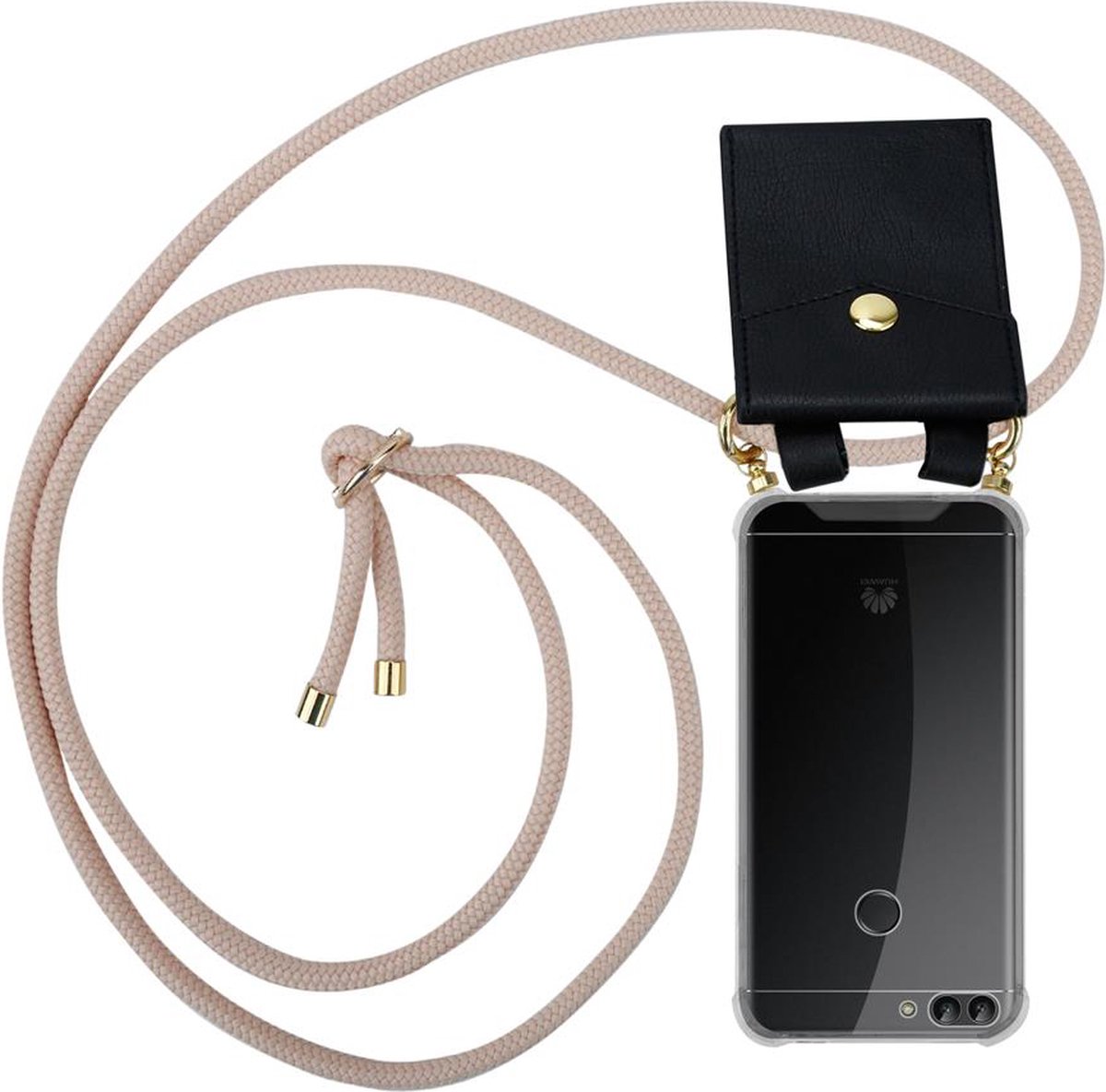 Coque Avec Cordon Pour Huawei P Smart / Enjoy 7S - Transparente, Antichoc, TPU