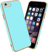 Cadorabo Hoesje geschikt voor Apple iPhone 6 PLUS / 6S PLUS in Glossy Turqouise - Rose Goud - Beschermhoes van flexibel TPU-silicone Case Cover en met camerabescherming