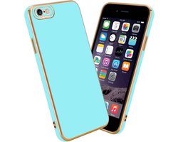 Cadorabo Hoesje geschikt voor Apple iPhone 6 PLUS / 6S PLUS in Glossy Turqouise - Rose Goud - Beschermhoes van flexibel TPU-silicone Case Cover en met camerabescherming