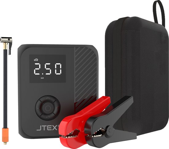JTEX jumpstarter 12V + compressor – 1200A – 5-in-1 – powerbank
