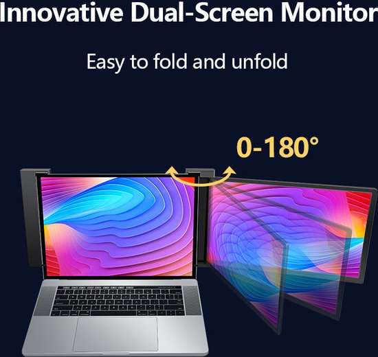 Moniteur portable Lipa S14 14 pouces - Écran d'ordinateur portable Extra - Écran portable - HDR - Full HD avec 60 Hz - USB-C et HDMI - Pour ordinateurs portables entre 14 et 17 pouces - Haut-parleurs - Peut également être utilisé séparément
