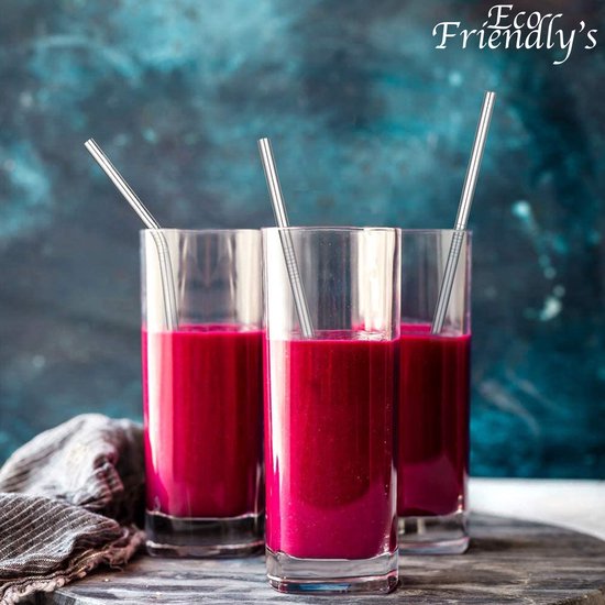 EcoFriendly’s 14x Herbruikbare Metalen Rietjes - Verschillende Maten - Duurzame Rietjes Herbruikbaar - RVS Rietjes - Ijzeren Rietjes - Geschikt voor Smoothies en Cocktails - Zilver