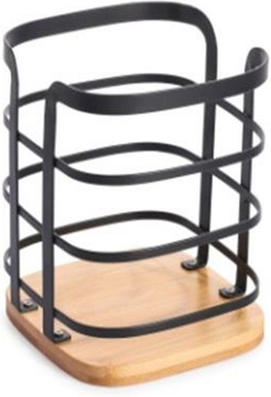 Range Couverts DKD Home Decor Bamboe Zwart Noir Naturel (12 x 12 x 14,5 cm)