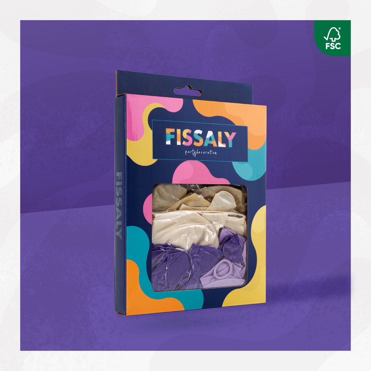Fissaly 40 stuks Paars, Wit & Lila Helium Ballonnen met Lint – Verjaardag Versiering Decoratie – Papieren Confetti – Latex — afbeelding 6