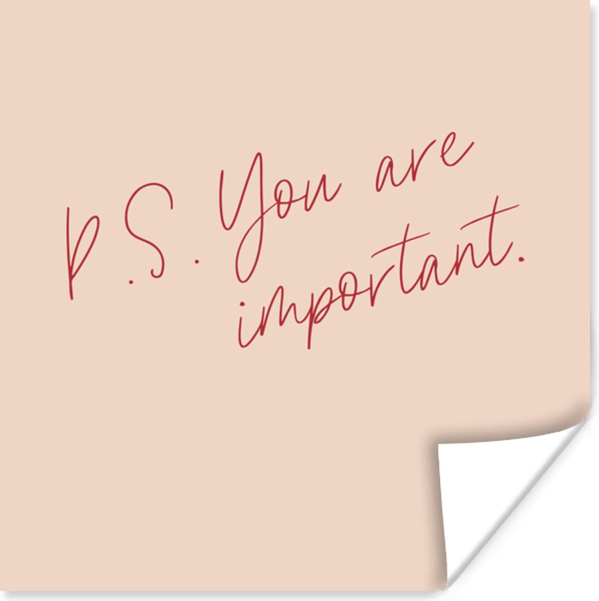 Poster Tekst - P.S. you are important - Quotes - 30x30 cm