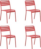 GENERIC - Set de 4 Chaises de jardin CAFE - 4 x Chaise de Jardin - Empilables - L.52 x l. 44 x H.79 - Acier - Rouge Cerise - Chaises de Patio - Chaises de salle à manger - Chaise Empilable