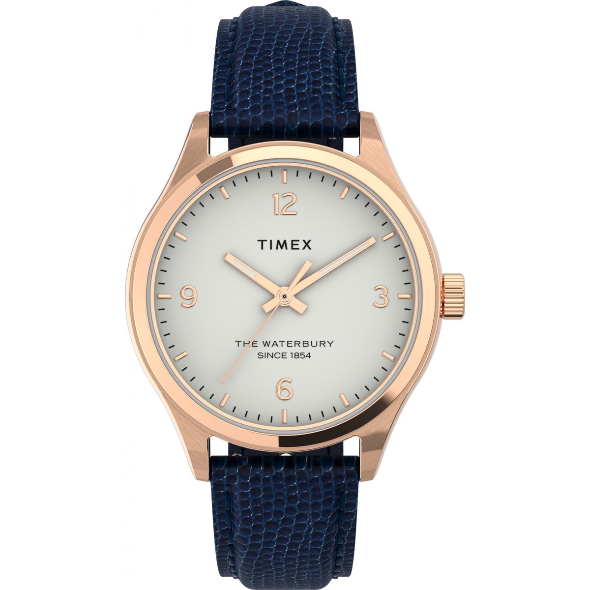 Timex Traditional TW2U97600 Horloge - Leer - Blauw - Ø 34 mm