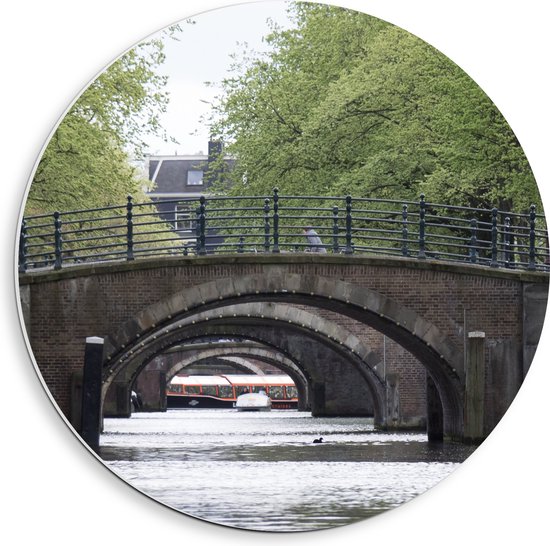 PVC Schuimplaat Muurcirkel - Traditionele Nederlandse Brug in Amsterdam - 40x40 cm Foto op Muurcirkel (met ophangsysteem)