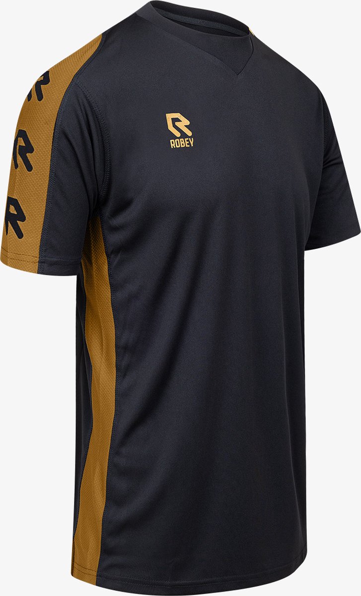 Robey Performance Shirt Korte Mouw Kinderen - Zwart / Goud | Maat: 152