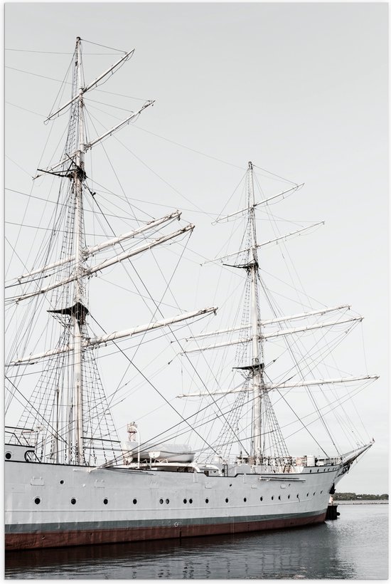 WallClassics - Poster Glossy - Bateau Witte sur Water - 40x60 cm Photo sur Papier Poster avec Finition Brillante