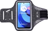 Geschikt voor Moto E30 hardloop telefoonhouder – armband - sportband - van stof - Zwart