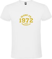Wit T-Shirt met “Made in 1972 / 100% Original “ Afbeelding Goud Size XL