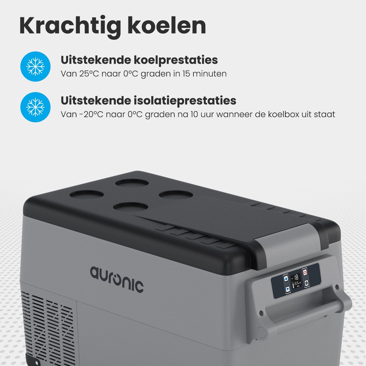 Auronic Compressor Koelbox Elektrisch 12V en 230 volt - Camping Koelkast - 5 Standen - 30.4L - Frigobox - Grijs – foto 7
