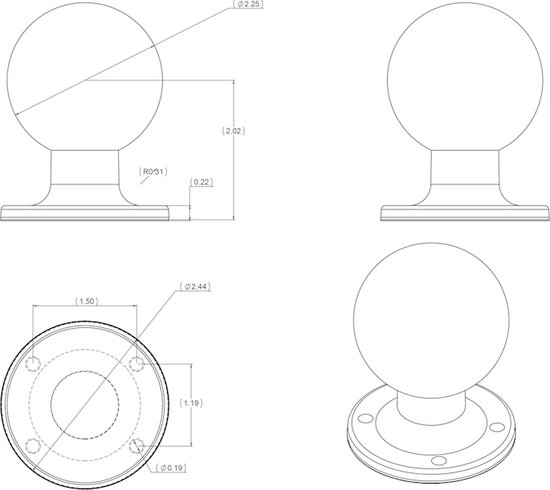 RAM-D-254U kogel kleine base plate