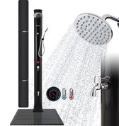 AREBOS 40L Premium Solar Shower Garden Shower Pool Shower Zwart with Base plate inclsuiv cover