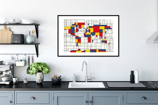 Wereldkaart Mondriaan World Map | 9789075295047 | Reisboekwinkel De Zwerver