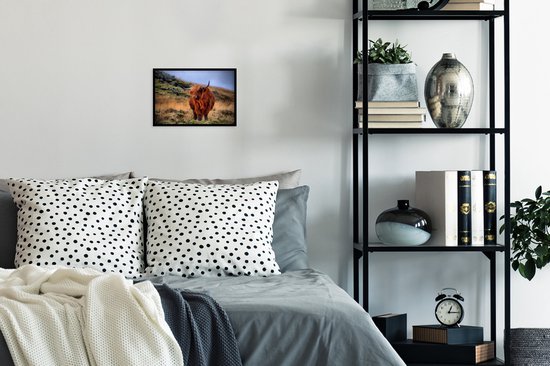 Cadre photo Highlander écossais sur colline noir sans passe partout