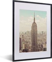Fotolijst incl. Poster - Uitzicht op het Empire State Building met een ouderwets thema - 30x40 cm - Posterlijst
