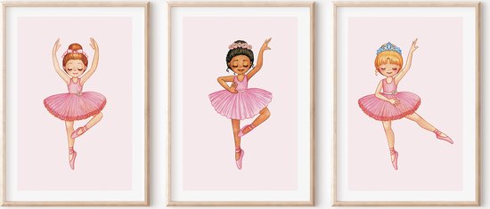No Filter Kinderkamer poster set - 3 stuks - Ballerina posters - 30x40 cm (A3) - Ballet poster - meisjeskamer posters