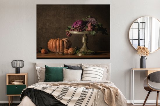 Affiche Nature Morte - Peinture - Raisin - Citrouille - Fruit - 160x120 cm XXL