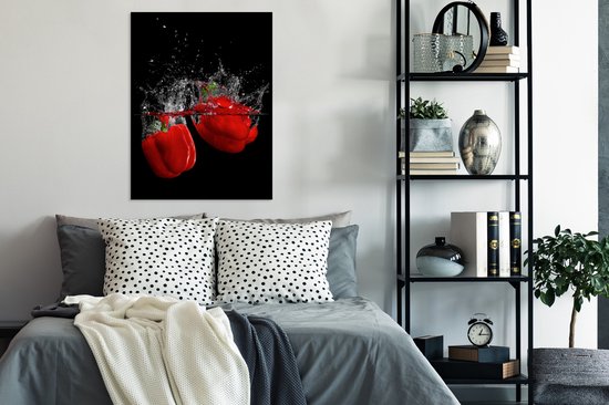 Cadre photo avec affiche - Paprika - Nature morte - Water - Rouge - 60x80 cm - Cadre pour affiche - Décorations de Noël - Décoration de Noël pour l'intérieur - Noël