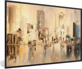 Fotolijst incl. Poster - Schilderij - Olieverf - Abstract - Skyline - 90x60 cm - Posterlijst