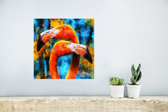 Tableau poster - Peinture à l'huile - Flamingo - 30x30 cm