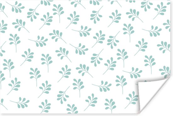 Poster Feuilles - Motif - Blauw - 30x20 cm