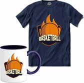 Basketball | Basketbal - Sport - Basketball - T-Shirt met mok - Unisex - Navy Blue - Maat 4XL