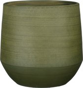 Mica Decorations - Cache-pot/pot de fleurs - terre cuite - relief vert foncé - D37/H34 cm