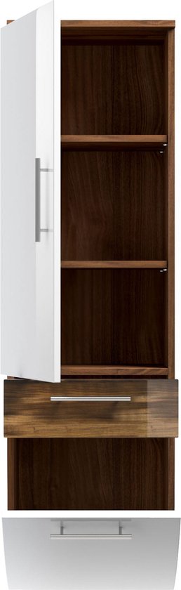 Meuble colonne de salle de bain Milan Wit Noyer