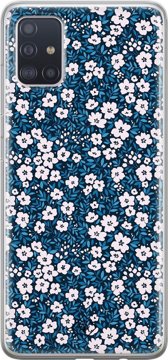 Casimoda® hoesje - Geschikt voor Samsung A51 - Bloemen Blauw - Backcover - Siliconen/TPU - Blauw