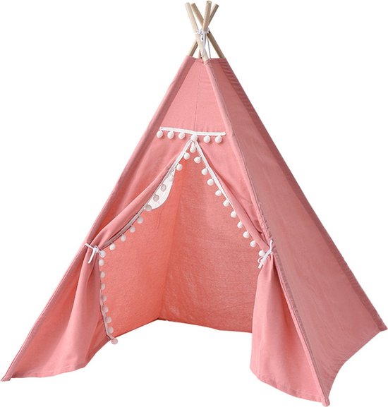 tent roze 110 cm - Speeltent kinderen - Wigwam - Houten stokken | bol.com