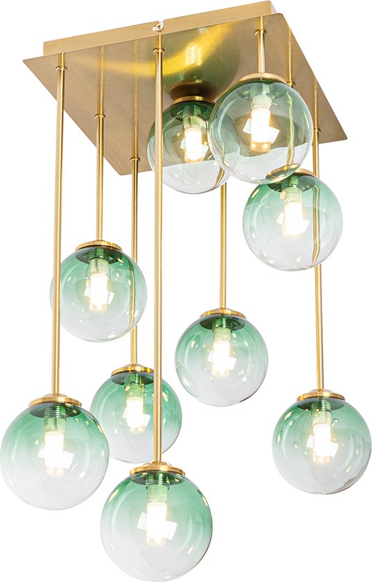 QAZQA athens - Art Deco Plafondlamp - 9 lichts - L 31 cm - Groen - Woonkamer | Slaapkamer | Keuken
