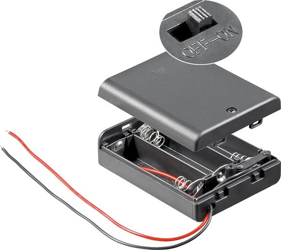 Batterijhouder voor 3 AA-batterijen - waterafstotend - kabel met open einde