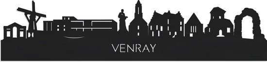 Skyline Venray Zwart hout - 100 cm - Woondecoratie - Wanddecoratie - Meer steden beschikbaar - Woonkamer idee - City Art - Steden kunst - Cadeau voor hem - Cadeau voor haar - Jubileum - Trouwerij - WoodWideCities