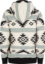 SHAKALOHA Knitted Wool Men / Uni Cardigan avec doublure polaire teddy - M Gongbo BeigeBlack - avec capuche amovible - XXL