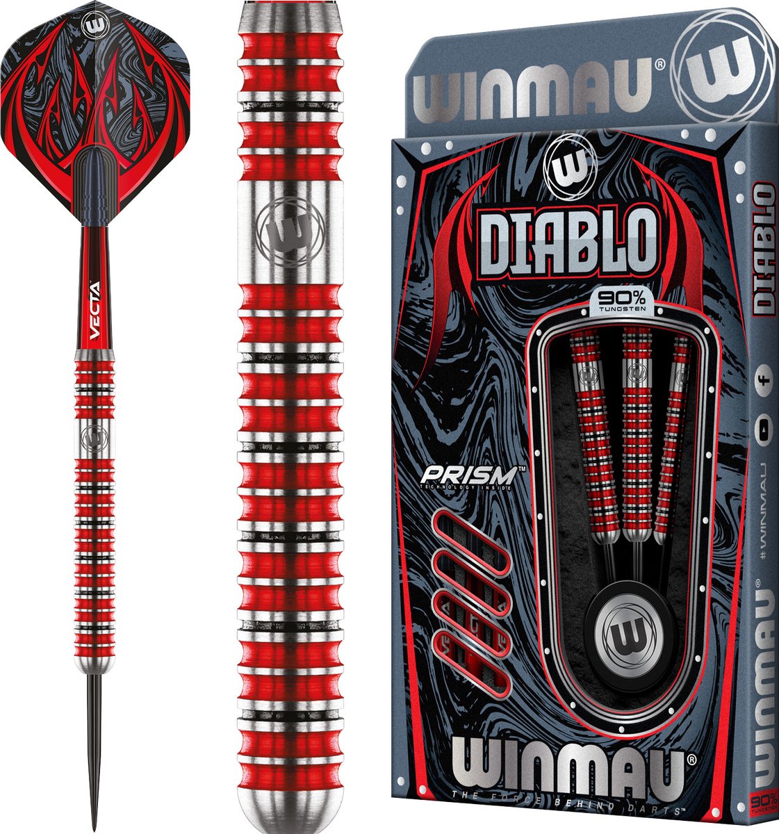WINMAU - Diablo (Parallel): Steeltip Tungsten Dartpijlen Professioneel - 25g - Winmau