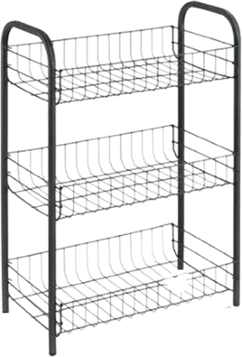 Multifunctionele voorraadwagen - Zilver - Metaal - 3 rekken - 39 x 23 x 58 cm - Rek