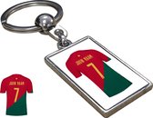 Portugal Shirt met Jouw Naam - WK2022 -  Gepersonaliseerde Sleutelhanger met Jouw Naam en Nummer - Cadeau - Verjaardag - Kerst - Kado - Valentijn - Gepersonaliseerd Cadeau - Voetbal