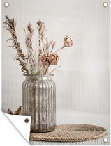 Tuin decoratie Droogbloemen - Pastel - Stilleven - 30x40 cm - Tuindoek - Buitenposter