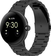 SmartphoneClip® Metaal Schakel Bandje Zwart geschikt voor Google Pixel Watch 1 en 2