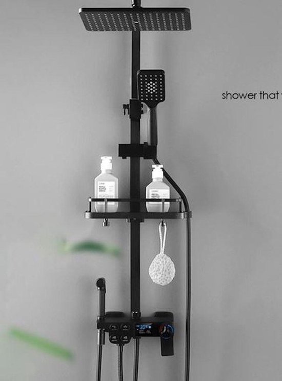Zwarte douchekraanset, wandmontage regendouchesysteem, ronde douche, combo- set met hogedrukdouchekop en handdouchekop, 8 inch (maat: 8 inch