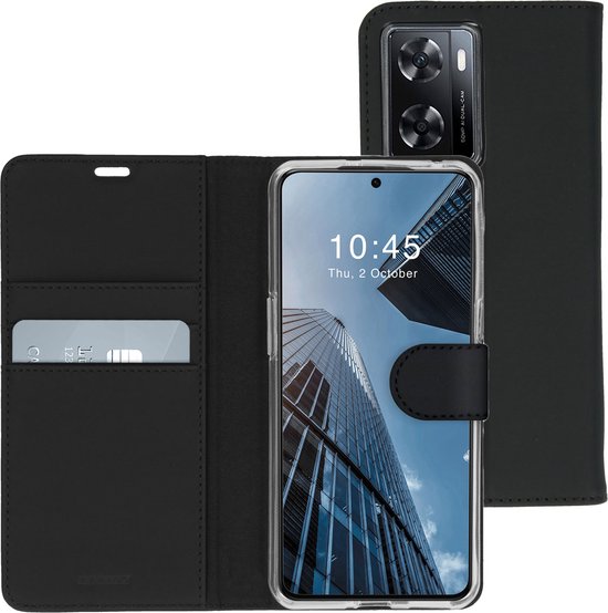 Accezz Hoesje Geschikt voor Oppo A57s / A57 Hoesje Met Pasjeshouder - Accezz Wallet Softcase Bookcase - Zwart