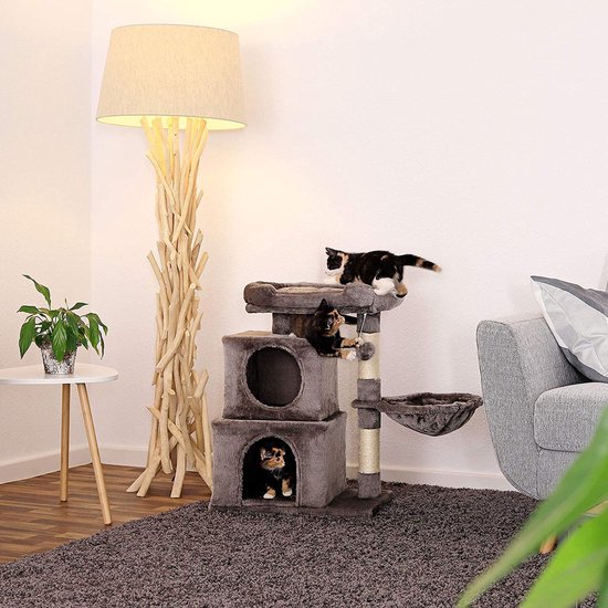 lionto krabpaal voor katten met hol en pluche bal incl. belletje, hoogte 85 cm, kattenboom met pluche, comfortabele ligplaats, voor kleine & grote katten, donkergrijs lionto krabpaal voor katten met hol en pluche bal incl. belletje, hoogte 85 cm, kattenboom met pluche, comfortabele ligplaats, voor kleine & grote katten, donkergrijs